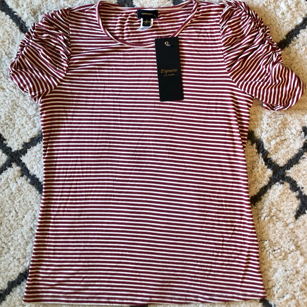 Striped Ruffle-sleeved Shirt